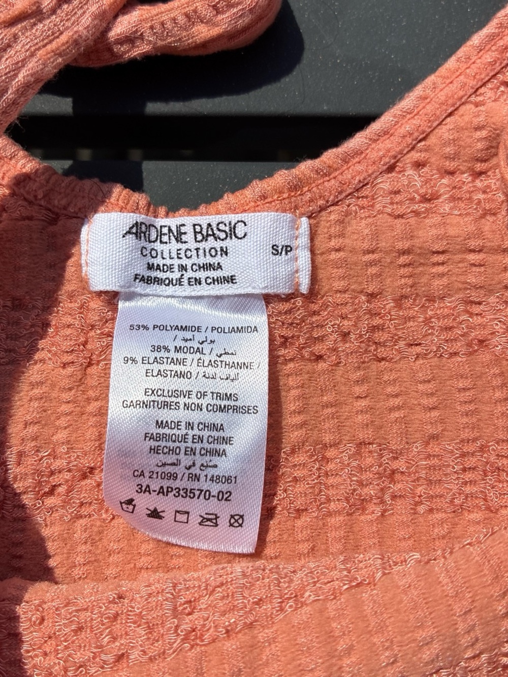 Ardene Textured Crop Tank Top - Peach Orange - Picture 2 of 3